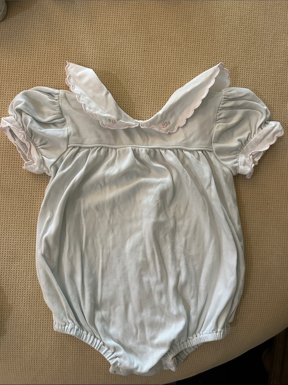 Classic Baby One-Piece with Peter Pan Collar in Light Blue